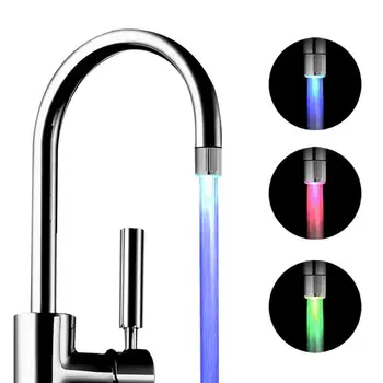 LED Температурный 3-цветный смеситель с подсветкой Кухня Ванная комната Светящийся водосберегающий кран Аэратор Кран Насадка Душ