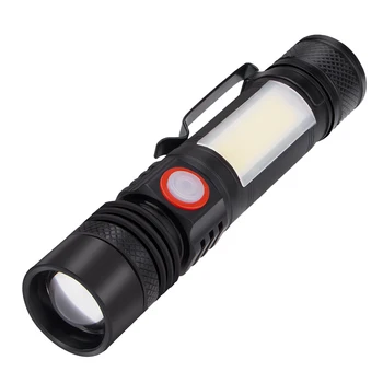 LED Фонарик Водонепроницаемый фонарик Магнитный фонарик Zoom T6 + COB Фонарик с зажимом Портативный ручной фонарь 18650 Батарея