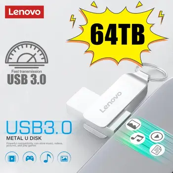 Lenovo 64 ТБ USB Flash Drive USB 3.0 Интерфейс Флэш-накопитель Реальная емкость 16 ТБ 8 ТБ Высокоскоростной флэш-диск 520 МБ/с Для ноутбука PS4 PS5 1