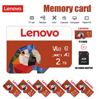 Lenovo Class10 2 ТБ Micro TF SD-карта 1 ТБ 512 ГБ 256 ГБ Сверхбыстрая передача SD Карта памяти 128 ГБ водонепроницаемый для телефона / ноутбука / камеры
