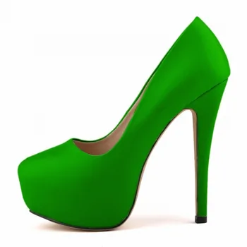 LOSLANDIFEN Женские туфли-лодочки Сексуальная свадебная платформа PU 14 см Тонкие высокие каблуки Элегантное платье Сандалии Женская обувь Темно-зеленый 1