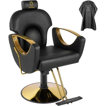  LUXMARS Гидравлическое парикмахерское кресло, Кресло для салона Вращающееся на 360 градусов Вращающееся кресло для укладки волос, Регулируемая высота Парикмахер Татуировка