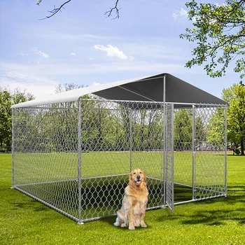 Lyromix Большой питомник для собак На открытом воздухе, сверхмощный Открытый питомник для собак Цепная звено Клетка для собак Манеж для собак Бег W Водонепроницаемый