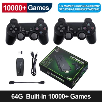 M8 Консоль для видеоигр 2.4G Двойной беспроводной контроллер Game Stick 4K 10000 игр 64 ГБ Ретро игры для PS1 GBA Дропшиппинг