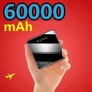 Mini 60000 мАч Портативный внешний аккумулятор 2 USB ЖК-дисплей Цифровой дисплей Быстрая зарядка Внешний аккумулятор Powerbank для iPhone Xiaomi Huawei