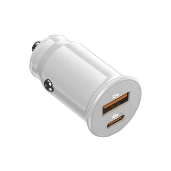 Mini USB Автомобильное зарядное устройство Quick Charge USB C Автомобильное зарядное устройство QC 4.0 45 Вт 5A Тип PD Быстрая зарядка Автомобильное зарядное устройство для телефона (черный яркий)