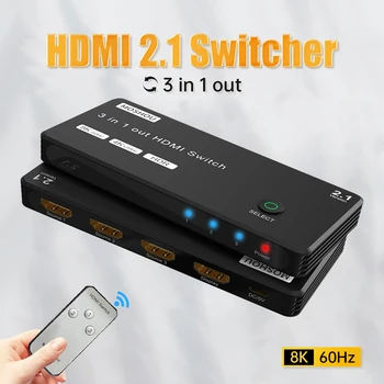 MOSHOU 3 В 1 Выход 8K HDMI 2.1 Переключатель Селектор HD Коммутационный разветвитель 8K@60Hz 4K@120Hz для ноутбука ПК Switch TV Box PS4 PS5