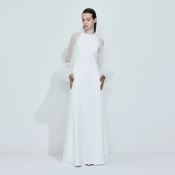 Muloong O Вырез Свадебные Платья Для Женщин С Пышными Рукавами Длина Пола Линия Платья Невеста Vestidos Новый 2023 Корейский