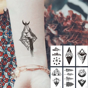 Natural Mountain Tattoo Sticker Водонепроницаемая временная наклейка для татуировки для тела, руки, ноги, лица Water Transfer Skin Flase Tattoo Stick