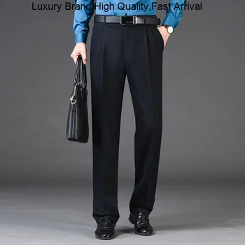 new Мужские брюки деловые, простые, прямые, повседневные, весенние и осенние костюмные брюки