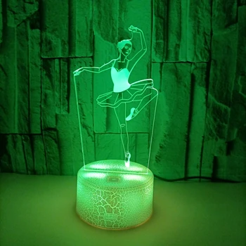 Nighdn Балерина Ночной Светильник Балерина 3D Оптическая Иллюзия Настольная Лампа Для Спальни Декор Рождественский Подарок На День Рождения Для Девочек