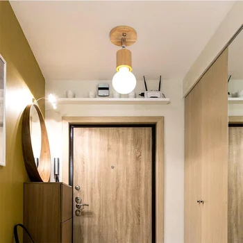 Nordic LED Потолочный светильник Минималистичная бревенчатая железная лампа для прихожей Проход Прихожая Гостиная Кабинет Спальня Домашнее освещение Светильник 4