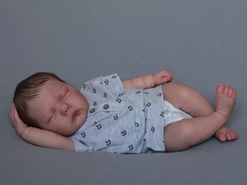 NPK 19 дюймов Reborn Soft Body Baby Doll Уже окрашена Готовая Willa Sleeping Baby Doll 3D-живопись с волосами из корня руки 0