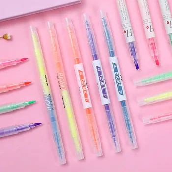 Office Essential Двухголовая двухцветная флуоресцентная ручка Косая головка Цветная ручка Антипригарная журнальная ручка
