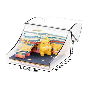 Omoshiroi Block 3D Блокнот Kawaii Бумажный дом Sprout Bear Series Резьба по бумаге Художественные ремесла 3D Нелипкий блокнот Творческий подарок 5