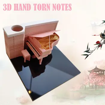 Omoshiroi Block 3D Блокнот Блокнот Заметка Розовый Пианино Модель Стерео Арт Бумага Резной Стикер Блокнот Блокнот Заметки Рождественские подарки 3