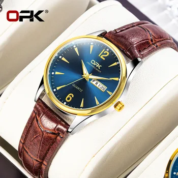 OPK бренд часы бизнес минималистичный двойной календарь водонепроницаемые светящиеся кварцевые часы женские часы
