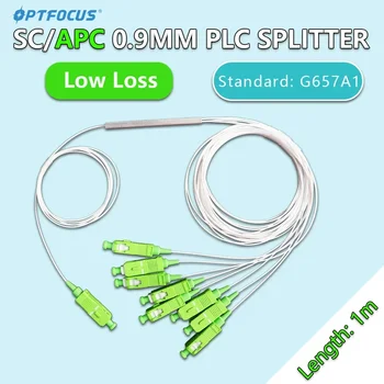OPTFOCUS Splitter PLC SC APC 1X8 1X16 FTTH Волоконно-оптический разветвитель SM 0,9 мм 1 м Кабель SC / APC Разъем Бесплатная доставка 0
