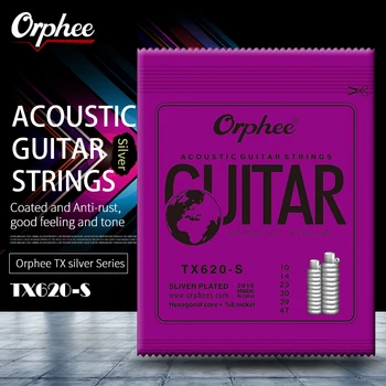 Orphee TX620S Струны для акустической гитары Среднеуглеродистая сталь Красная бронза Посеребренные струны для фолк-гитары Аксессуары для гитары