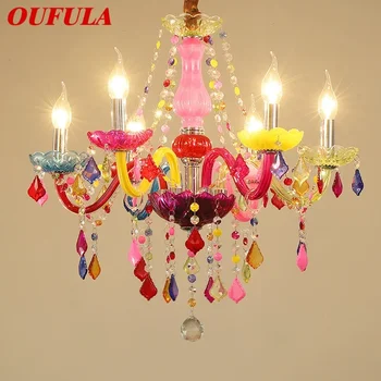 OUFULA Хрустальный подвесной светильник в европейском стиле Розовая комната для девочек Лампа со свечами Роскошная гостиная Ресторан Спальня Вилла Chandel