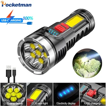 P{ocketman High Lumen 6LED Фонарик USB Аккумуляторный фонарик Самооборона Аварийный фонарь Открытый водонепроницаемый фонарик 0