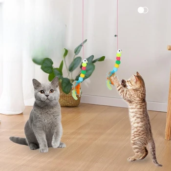 Pet Cat Caterpillar Игрушечные игрушки для кошек Тизер и тренажер для кошки и котенка, подвешенные к двери, окнам и клетке