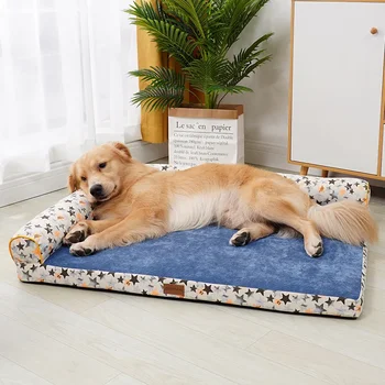  Pet Dog Bed Мягкая подушка L-образная квадратная подушка Машинная стирка Чехол И съемный коврик Кошачий домик для щенка Medium Large Dog