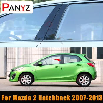 Pintu B C Pilar Posting Penutup Trim untuk для Mazda 2 Хэтчбек 2007-2013 Stiker Bahan PC Hitam Glossy
