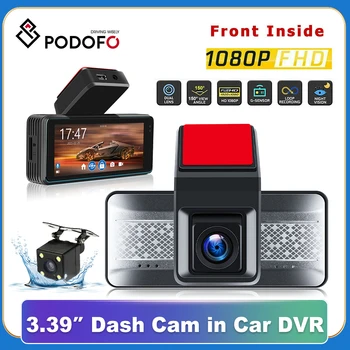Podofo 1080P ADAS Видеорегистратор с камерой заднего вида 3,39-дюймовый радио с сенсорным экраном Автомобильный видеорегистратор для Android Автомобильный 24-часовой парковочный монитор