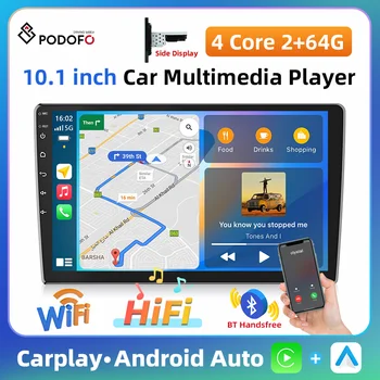 Podofo 2Din 10.1'' Автомагнитола 2+64G Android мультимедийный плеер Carplay Android Auto WIFI GPS Навигация Hi-Fi Bluetooth Авторадио