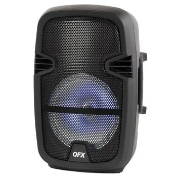 QFX PBX-8074 8-дюймовый, портативный Bluetooth-громкоговоритель для вечеринок с микрофоном и пультом дистанционного управления, черный 0