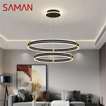 SAMAN Nordic Подвесные светильники Современный черный роскошный круглый светодиодный светильник для украшения дома