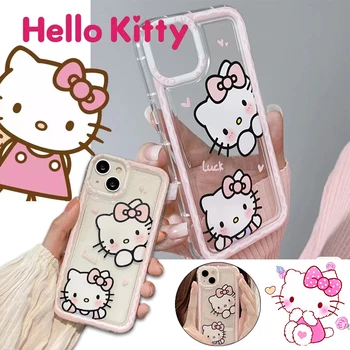 Sanrio Hello Kitty Прозрачный чехол для телефона на 14 Plus 13 12 11 Pro Max XS XR X Kawaii Аниме Чехол Для Телефона Розовые Девушки Милая Обложка