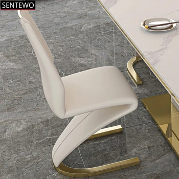 SENTEWO Бесплатная доставка Роскошный высококачественный обеденный стол с обеденными стульями русалки Прямоугольный стол с золотым основанием 4
