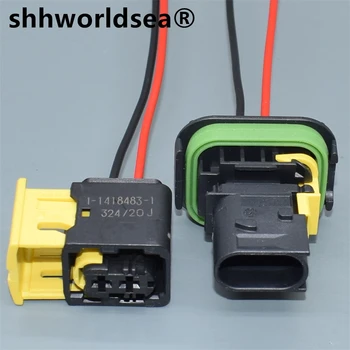 shhworldsea 2-контактный автомобильный разъем 3,5 мм Разъем для проводки с резиновыми уплотнениями Клеммы 1-1418483-1 1-1703841-1 0