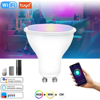 Smart Tuya WiFi 8 Вт GU10 Светодиодная лампочка RGB Освещение, без интеллектуального пульта дистанционного управления RGBW RGBWW Праздничная внутренняя домашняя светодиодная лампа