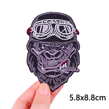Smoking Monkey Patch Muscle Animals Punk Embroidery Patch Iron On Patches For Clothing Термоклейкие патчи на одежде Значки 2