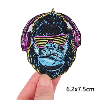 Smoking Monkey Patch Muscle Animals Punk Embroidery Patch Iron On Patches For Clothing Термоклейкие патчи на одежде Значки 4