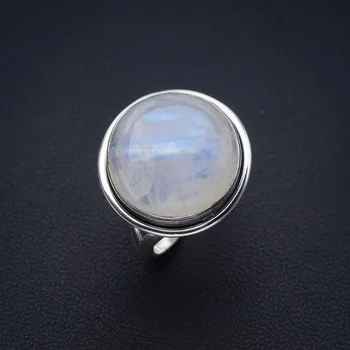 StarGems Кольцо из натурального лунного камня ручной работы из стерлингового серебра 925 пробы 6 F0701