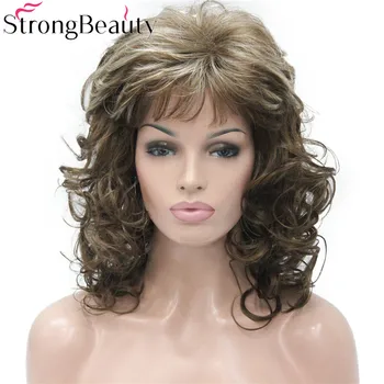 StrongBeauty Длинные кудрявые бордовые парики Женщины Синтетические светлые волосы