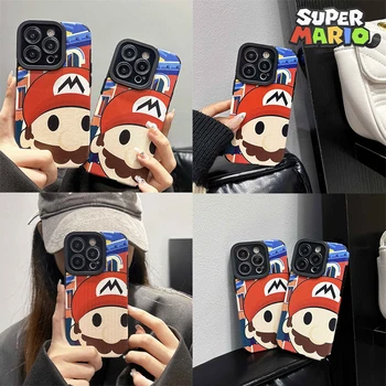 Super Mario Искусственный Кожаный Чехол Для Телефона Iphone14 13 12 11 Pro Max X XS XR XSMAX 7 8 Plus Мультяшный Защитный Чехол Мягкая Обложка