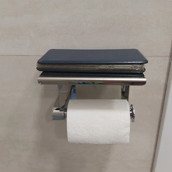 SUS 304 Держатель для туалетной бумаги из нержавеющей стали с полкой для телефона, держатель для туалетной бумаги Держатель рулона туалетной бумаги 1