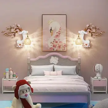 TEMOU Современный настенный светильник с оленями Светодиодный креативный декор цветущей сливы Смола Бра Лампа для дома Гостиная Спальня Коридор 1