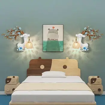TEMOU Современный настенный светильник с оленями Светодиодный креативный декор цветущей сливы Смола Бра Лампа для дома Гостиная Спальня Коридор 3