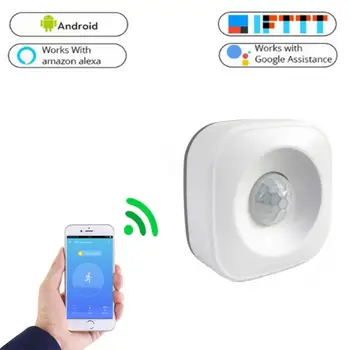 Tuya Wifi Mini PIR Датчик движения Инфракрасный детектор Система домашней автоматизации Приложение Smart Life работает с Alexa, Google Home и IFTTT