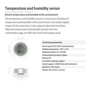 Tuya / Wifi Умный датчик температуры и влажности Умный дом Высокая точность с проводным зондом 1 м Работа с Alexa Home