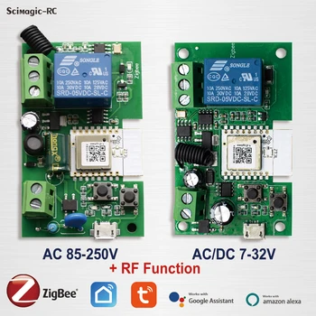 Tuya Zigbee 1CH Smart Switch Module Relay RF Control Датчик выключателя умного дома с Alexa Google Home без оболочки