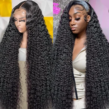 Water Wave 13x6 Hd Curly Lace Front Wig 13x4 Deep Wave Frontal Wig 360 Full Lace Wigs Человеческие волосы, предварительно выщипанные для чернокожих женщин