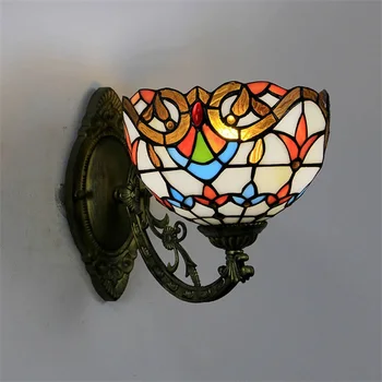 WPD Tiffany Винтажный настенный светильник Светодиодный креативный цветной стеклянный бра для дома Гостиная Спальня Прикроватный декор 2