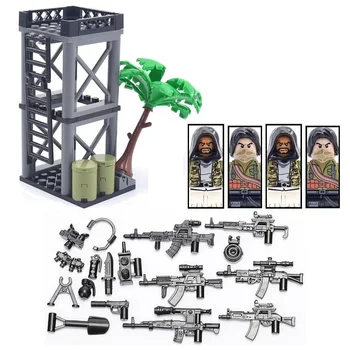 WW2 Военное оружие MOC Jungle War Scene Sentinel Tower Kit Строительные блоки Массив Армейские фигурки солдат Кирпичи Детские игрушки Подарки